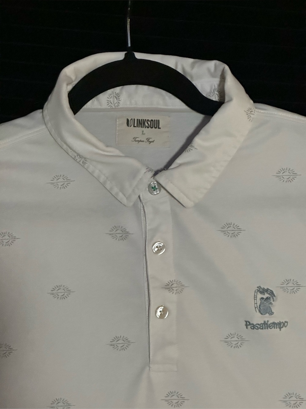 Linksoul Men’s White Polo with Subtle Tonal Motif